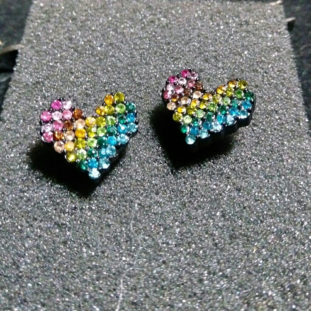 80s Valley Girl Multicolored Heart Earrings